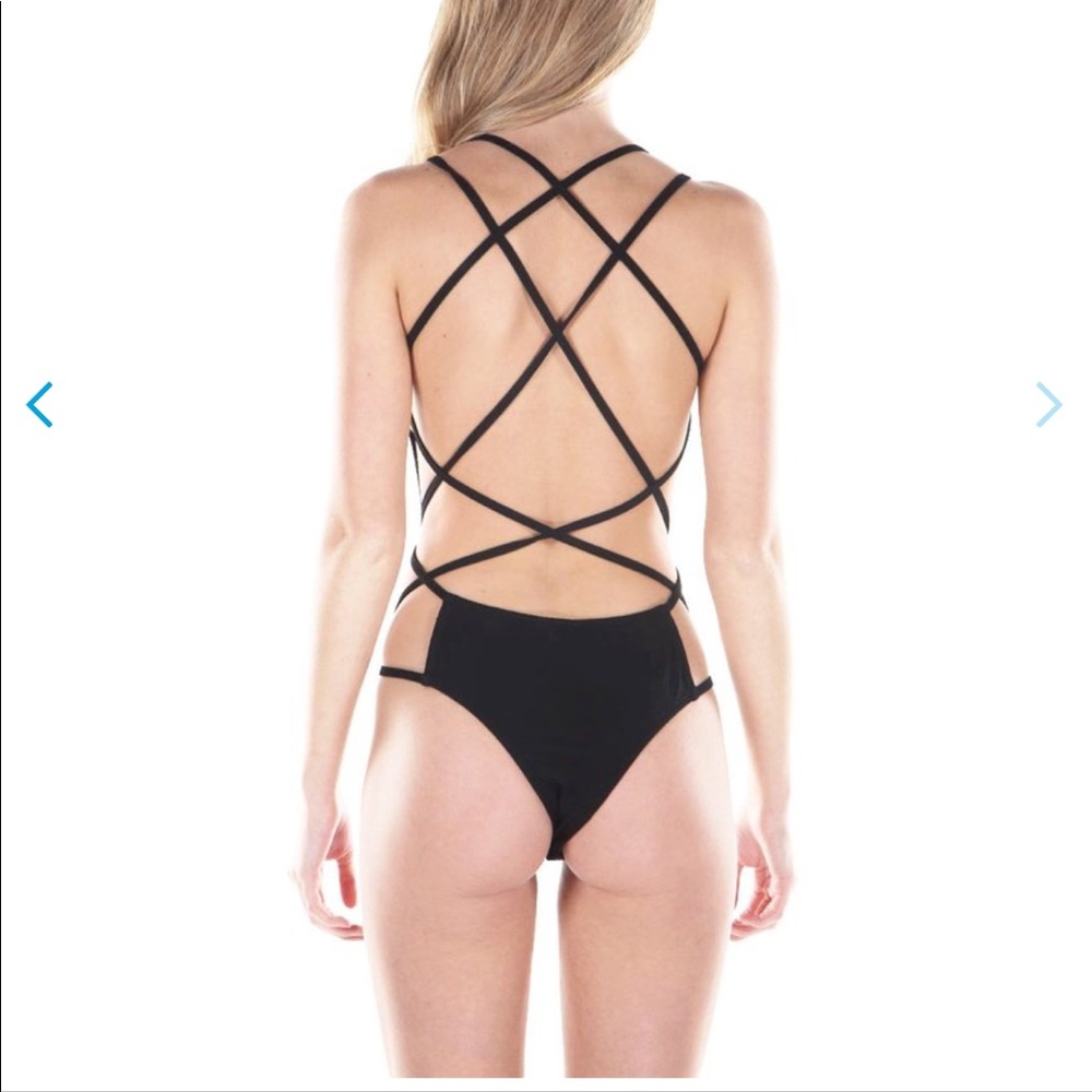 Black strap cross body suit rave